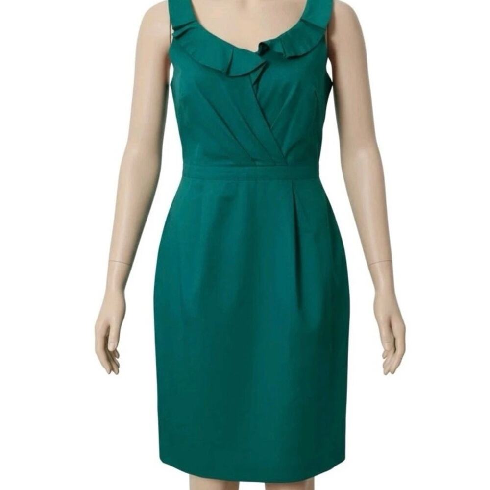 J. Crew Emerald Green Sleeveless Dress Sheath Women 0 Cotton